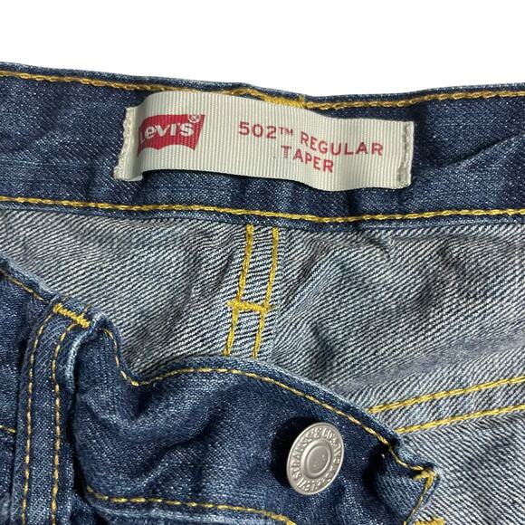 Levis 502 Jeans Youth Size 16 Big Boys Regular Fit Tapered Blue Denim Distressed - Picture 6 of 13